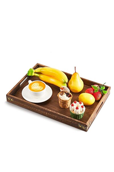 Generic Rustic Wooden Serving Trays with Handle, Rectangular Platters for Ent...