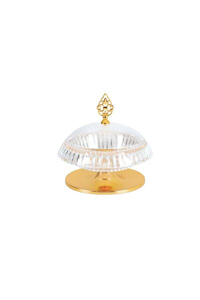 Generic Royalford Acrylic Date & Candy Serving Bowl | With Lid, Gold-Finish K...