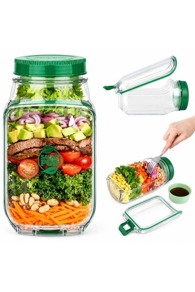 Generic Prepara Salad Pod 4.5-Cup Salad Container, Tritan Storage Bowl with 2...
