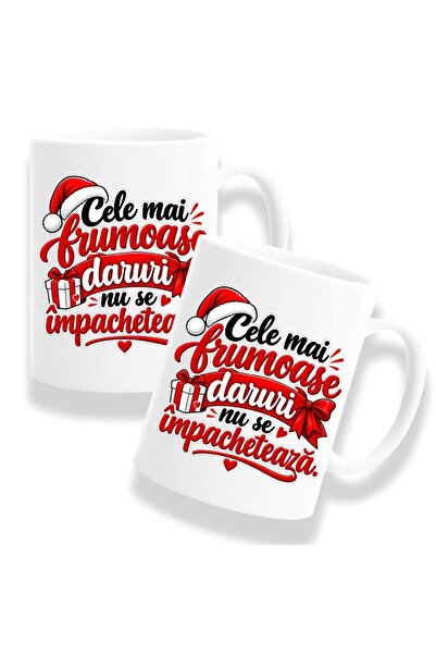 OEM Set de 2 căni cu mesaj: „Cele mai frumoase cadouri nu sunt împachetate în...