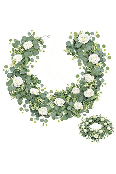 Generic Brand 2 Ghirlande de flori artificiale de 1,8m, Eucalipt artificial c...