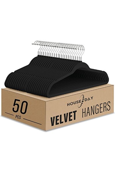 Generic HOUSE DAY 50-Pack Velvet Non-Slip Clothes Hangers - 45cm Space Saving...