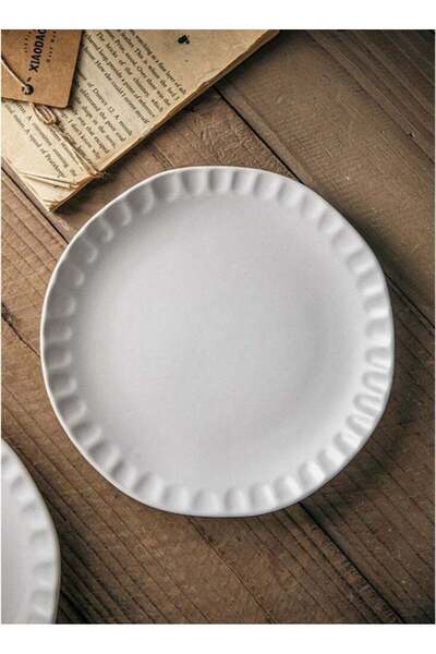 Generic Set of 2 Ceramic Dinner Plates Shell pattern irregular Stoneware Plat...