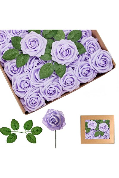 Generic Brand 25 de trandafiri artificiali de liliac, trandafiri falși din sp...