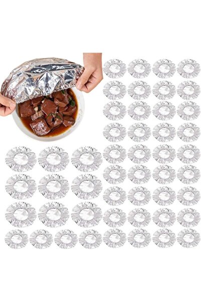 Generic 50 Pcs Reusable Aluminum Foil Bowl Covers with Elastic, Aluminum Foil...
