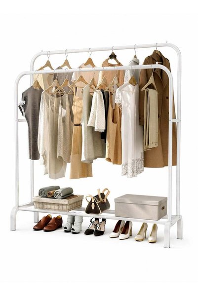 Generic Multi-Functional Clothing Garment Rack Metal Clothe Rack Double Rod P...