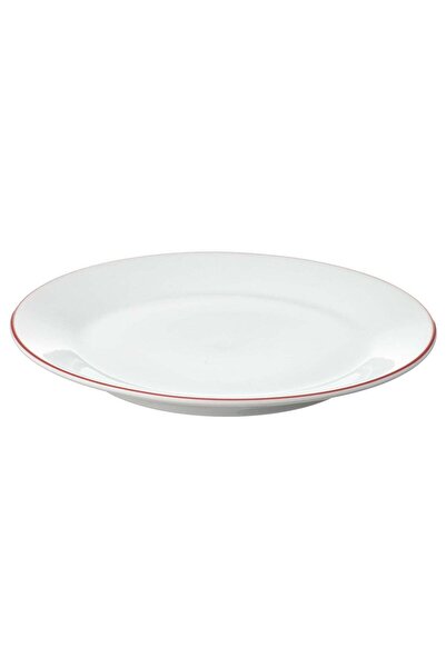 Generic Side Plate, Feldspar Porcelain, White with Red Rim, 20 cm