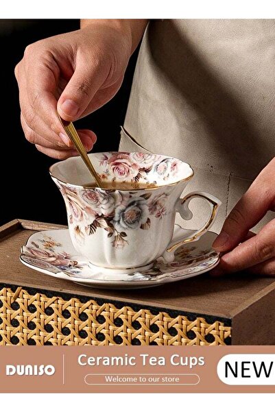 Generic Ceramic Tea Cups and Saucers Set, Porcelain Tea Set for Tea Party, Af...