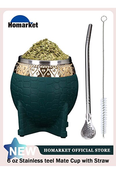 Generic Premium Yerba Mate Cup with Bombilla Mate (Straw) and Cleaning Brush ...