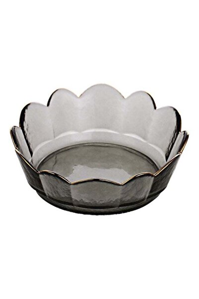 Generic Crown Shape Deep Glass Bowl Black 15 X 15 X 5.2cm