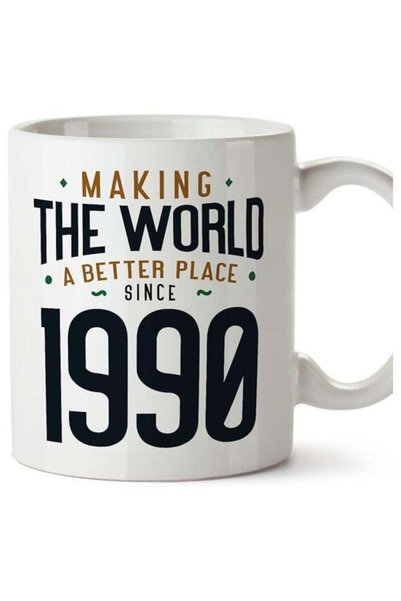 Generic 1990 Birthday Mug - in English - Making The World a Better Place - Fu...