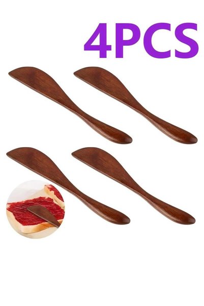 Generic 4 Pcs Wooden Butter Knife Set - Mini Spreaders for Jam, Cheese, and C...