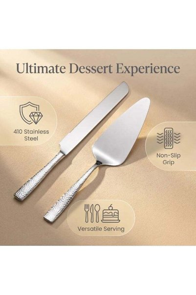 Generic 2-Piece Cake Knife and Server Set - Premium 410 Stainless Steel, Hamm...