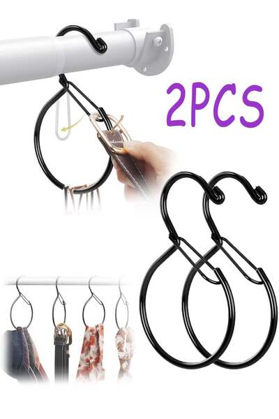 Generic 2 Pcs Belt Hanger Hat Organizer - Black Metal Belt Scarf Hat Tie Purs...