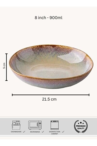 Generic Premium Deep Ceramic Plate, Colorful Flame Irregular Round Dinner Pla...