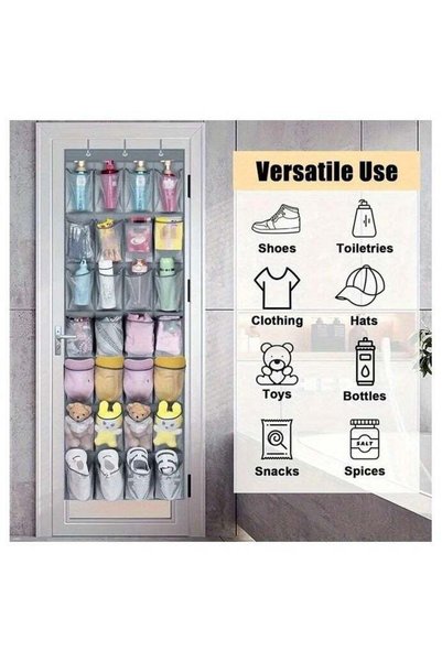 Generic 1pc 28-Grid Transparent Fabric Hanging Organizer - Versatile Storage ...