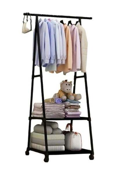 Generic Metal Clothes Stand Hanger And Organizer Black 55*42*160cm
