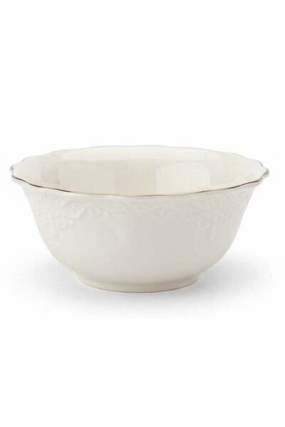 Generic Solecasa 5.5" Round Ceramic Salad Bowl with Gold Rim - Off-White