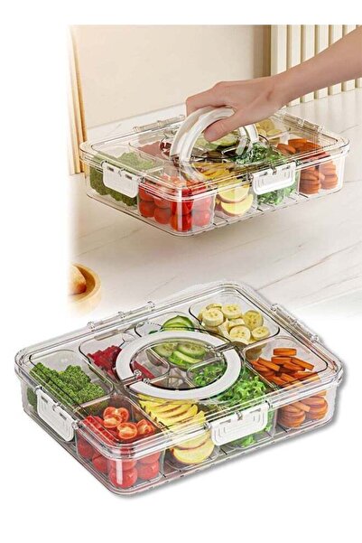 Generic Divided Serving Tray with Lid and Handle, Snackle Box,Serving Tray,Po...