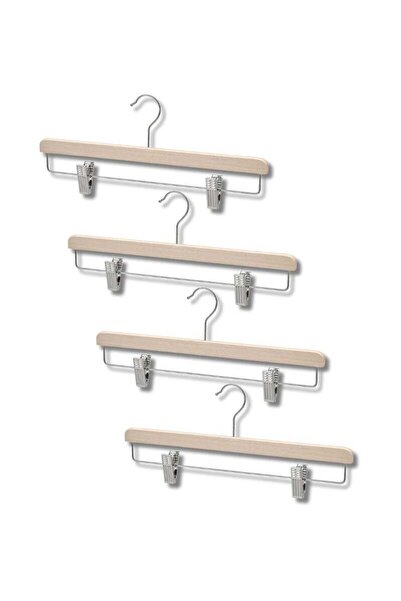 Generic Skirt Hanger, Natural, Set of 4, Durable & Adjustable