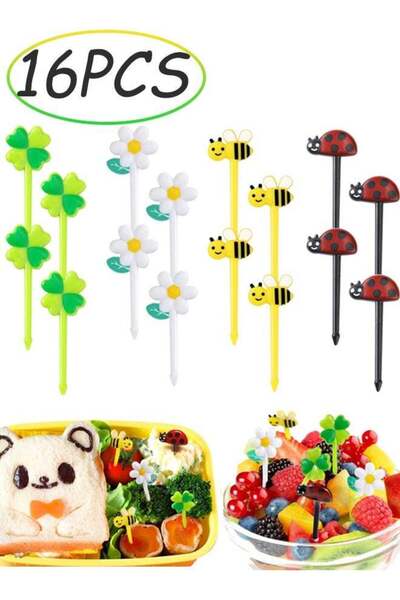 Generic 16 Pcs Cute Food Picks for Kids Bento Box Reusable Animal Fruit Forks...