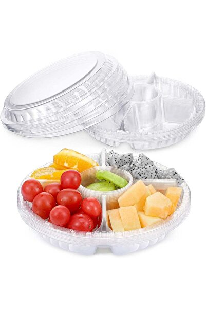 Generic 20 Pieces Round Appetizer Serving Trays with Lids Veggie Fruit Trays ...