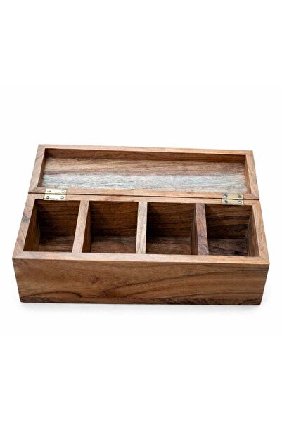 Generic Premium Wood 4-Compartment Serving Basket with Lid, Size: 25x10x10cm ...