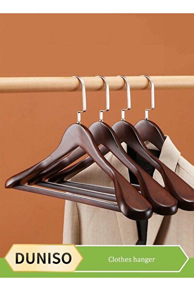 Generic 5 Pieces of Wide Shoulder Wooden Hangers, vintage suit hangers，with n...