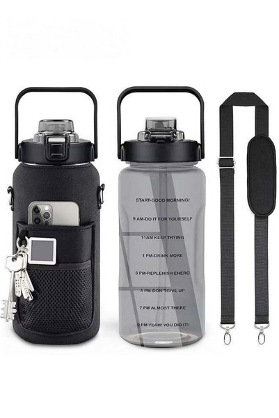 Generic Water Bottle With Sleeve,2L Motivational Water Bottle With Straw And ...