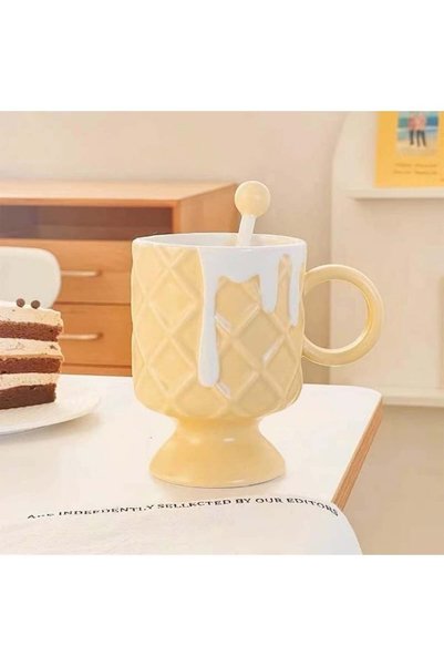 Generic Cute Ceramic Coffee Mug, Cute Ice Cream Cone Coffee Cup, with Stirrin...