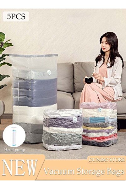 Generic Vacuum Space Saver Bag, 5 Pack Medium Size Reusable Vacuum Storage Ba...