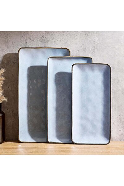 Generic Famiware Ocean Series Serving Platter Set - Rectangular Stoneware Dis...