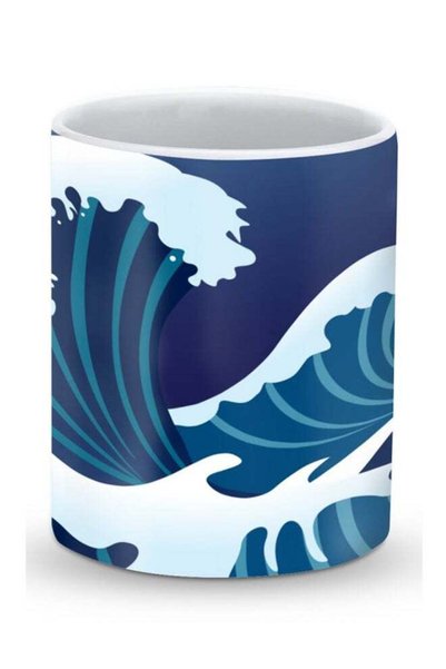 Generic Premium Japanese Sea Designer Mug Blue/White