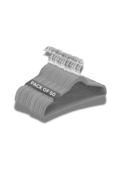 Generic 50-Piece Premium Grey Velvet Non-Slip Hangers with Chrome Hooks – Spa...