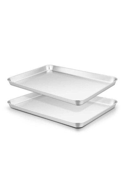 Generic Oven Baking Tray Set of 2, Stainless Steel Baking Cookie Sheet Pans f...