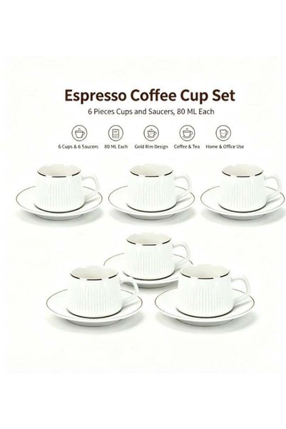 Generic 6 Sets Of Luxury Porcelain Turkish Coffee Cup Set Elegant Design Mode...