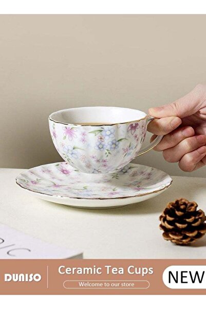 Generic Ceramic Tea Cups and Saucers Set, Porcelain Tea Set for Tea Party, Af...
