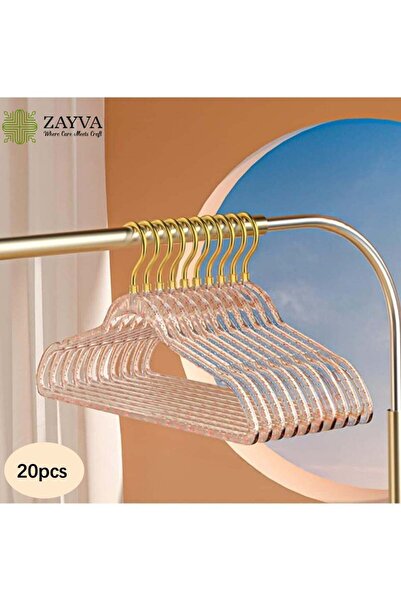 Generic 20-Piece Pink Acrylic Hangers, Gold Hook Non-Slip Clothes Hanger Set,...