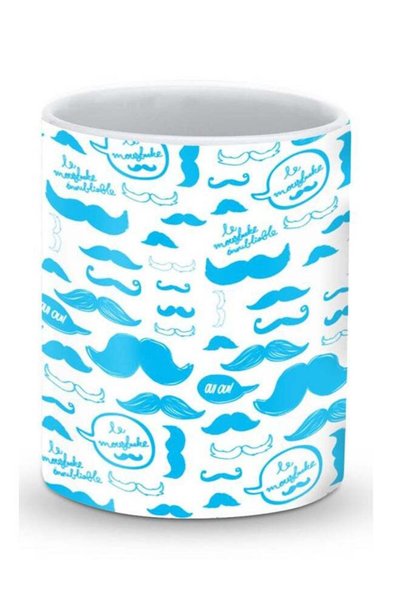Generic Premium Le Moustache Designer Mug White/Blue