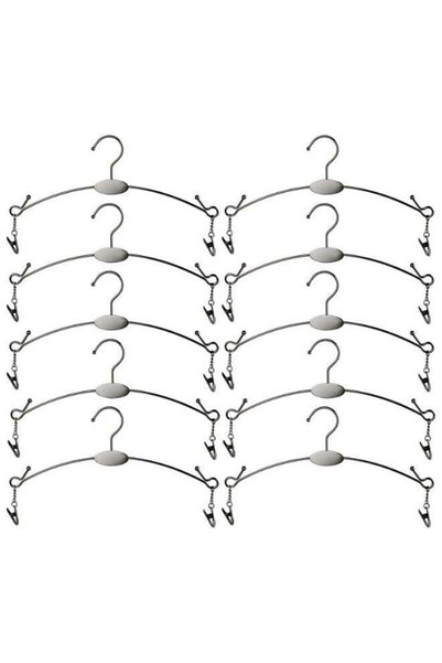 Generic 10-Pack Metal Lingerie & Bra Display Hangers with Clips, Black