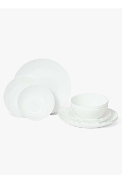 Generic 12 Piece Dinner Plate Set of 4,Lightweight Round Opal Glass White Din...