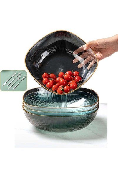 Generic Salad Bowl Set of 4, Acrylic Mixing and Serving Bowls, Reusable Large...