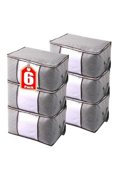 Generic 6-Pack Clothes Organizer Storage Bag with Reinforced Handle and Sturd...