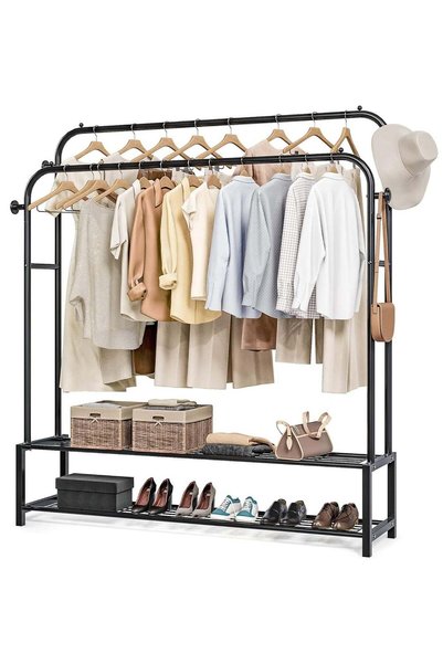Generic Double Garment Clothes Rack Wire Shelving Stand Bedroom Coat Clothing...