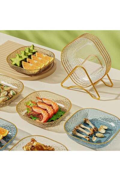 Generic 6Pcs transparent plates, bone spitting plates, dining table bone plat...