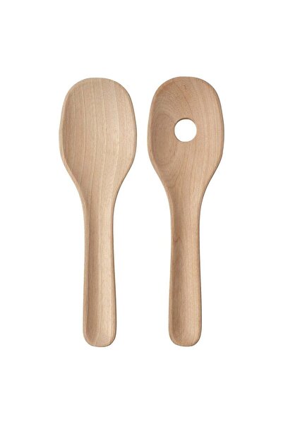 Generic 2-piece salad servers set, solid birch