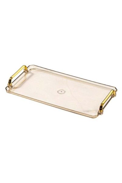 Generic Large Decorative Plastic Serving Tray with Gold Handles, Clear Multi-...