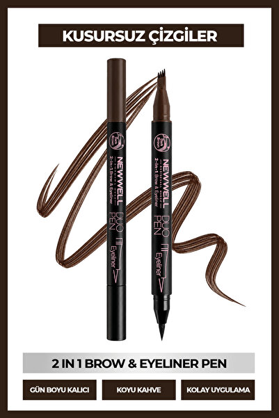 New Well Duo Pen 2-in-1 Brow & Eyeliner Dark Brown 02 2 ml