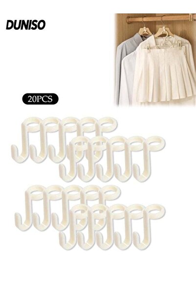 Generic 20 PCS Hanger Connector Hooks, White Color Space Saving Hanger Connec...