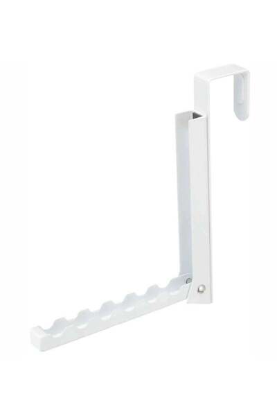Generic Foldable Over The Door Hooks Hanger - White Laundry Rack with 6 Groov...